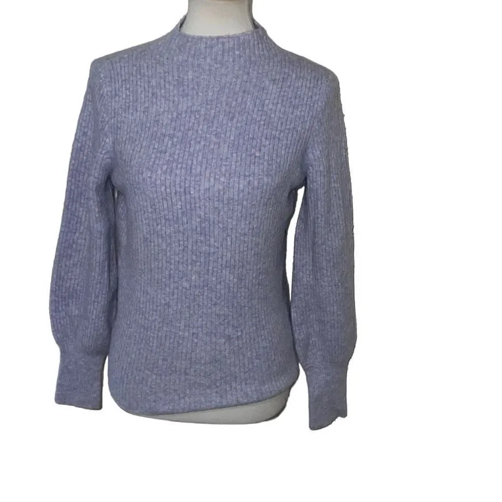 J. Crew Factory Ribbed Mockneck Sweater in Extra-Soft Yarn Lilac Purple sz XS